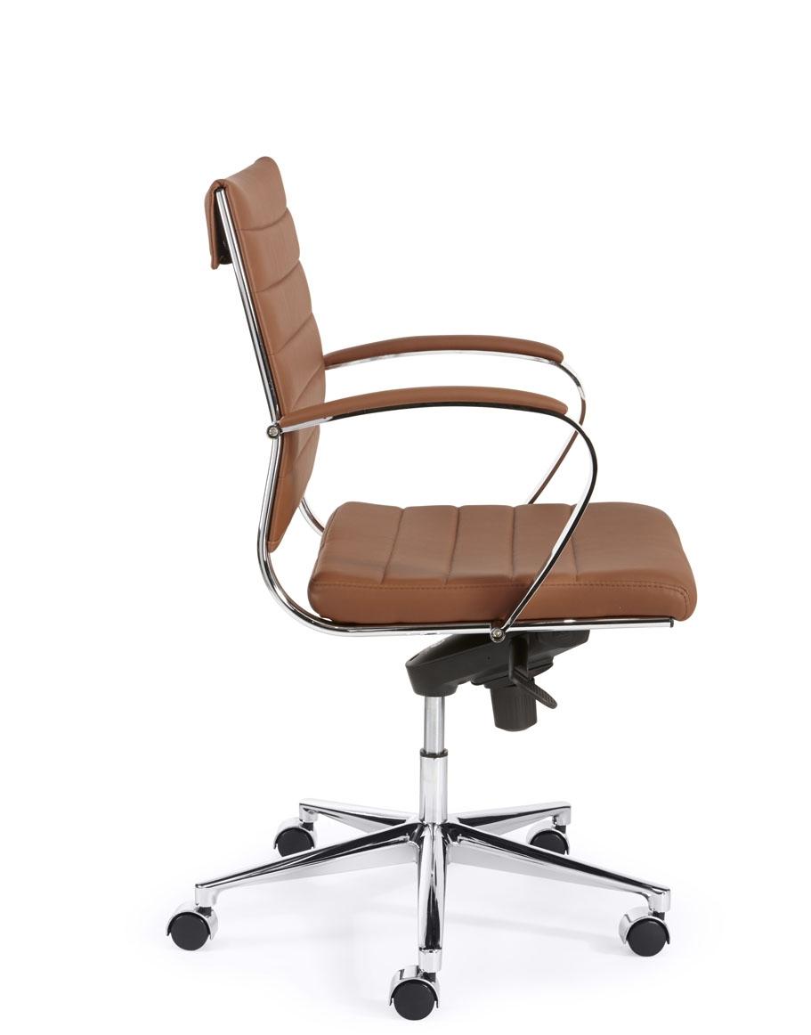 Design bureaustoel 600, lage rug in bruin PU - Image 2
