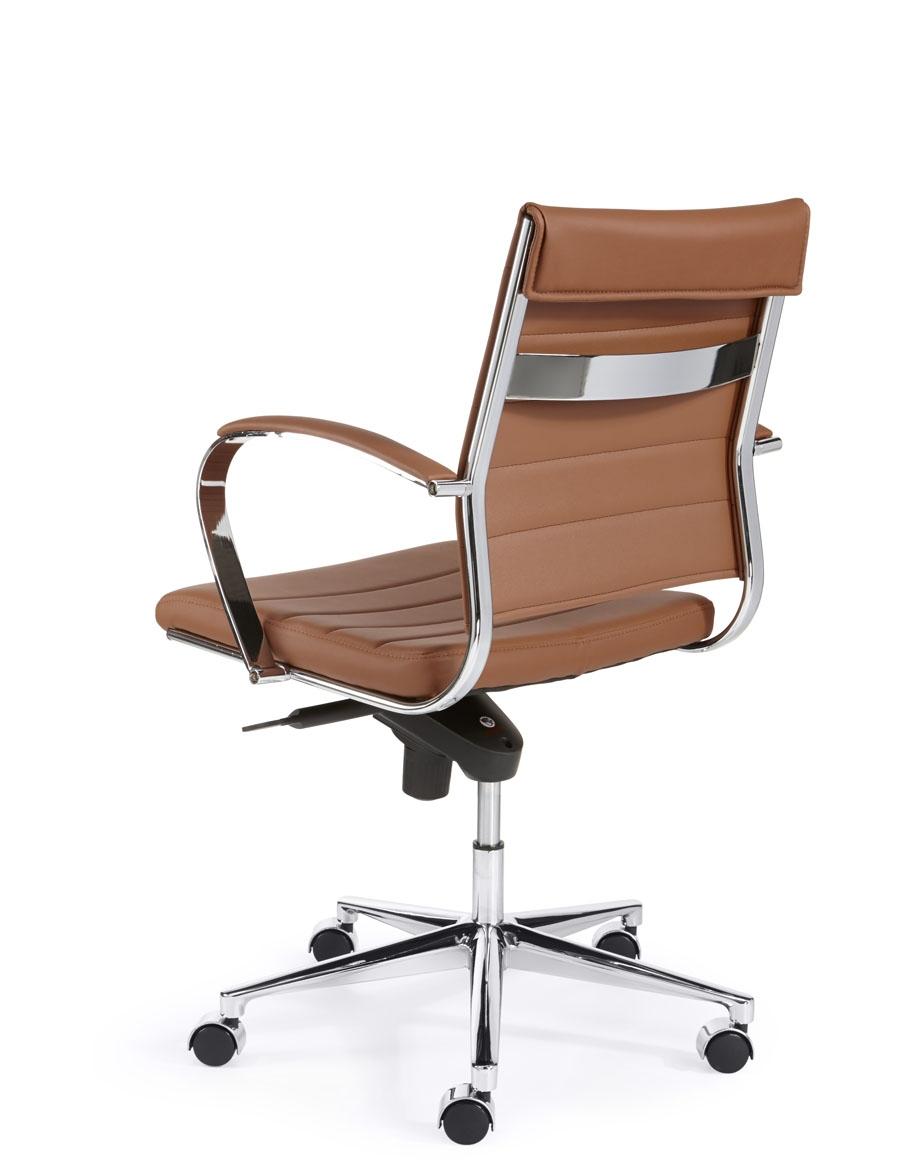 Design bureaustoel 600, lage rug in bruin PU - Image 3