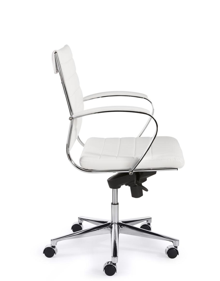 Design bureaustoel 600, lage rug in wit PU - Image 2