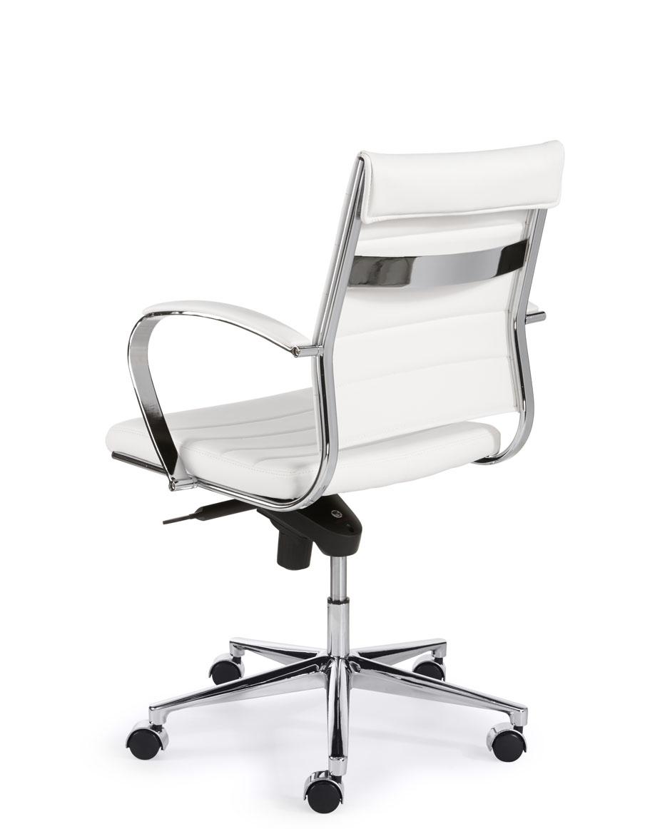 Design bureaustoel 600, lage rug in wit PU - Image 3