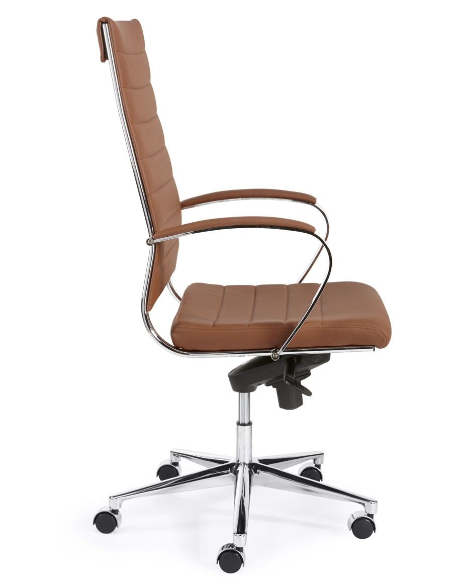 Design bureaustoel 601, hoge rug in bruin PU - Image 2