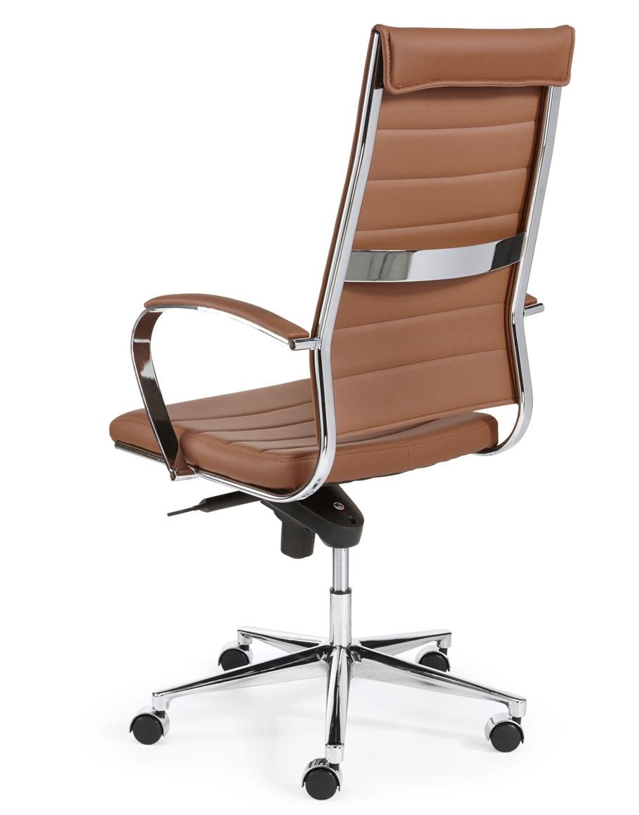 Design bureaustoel 601, hoge rug in bruin PU - Image 3