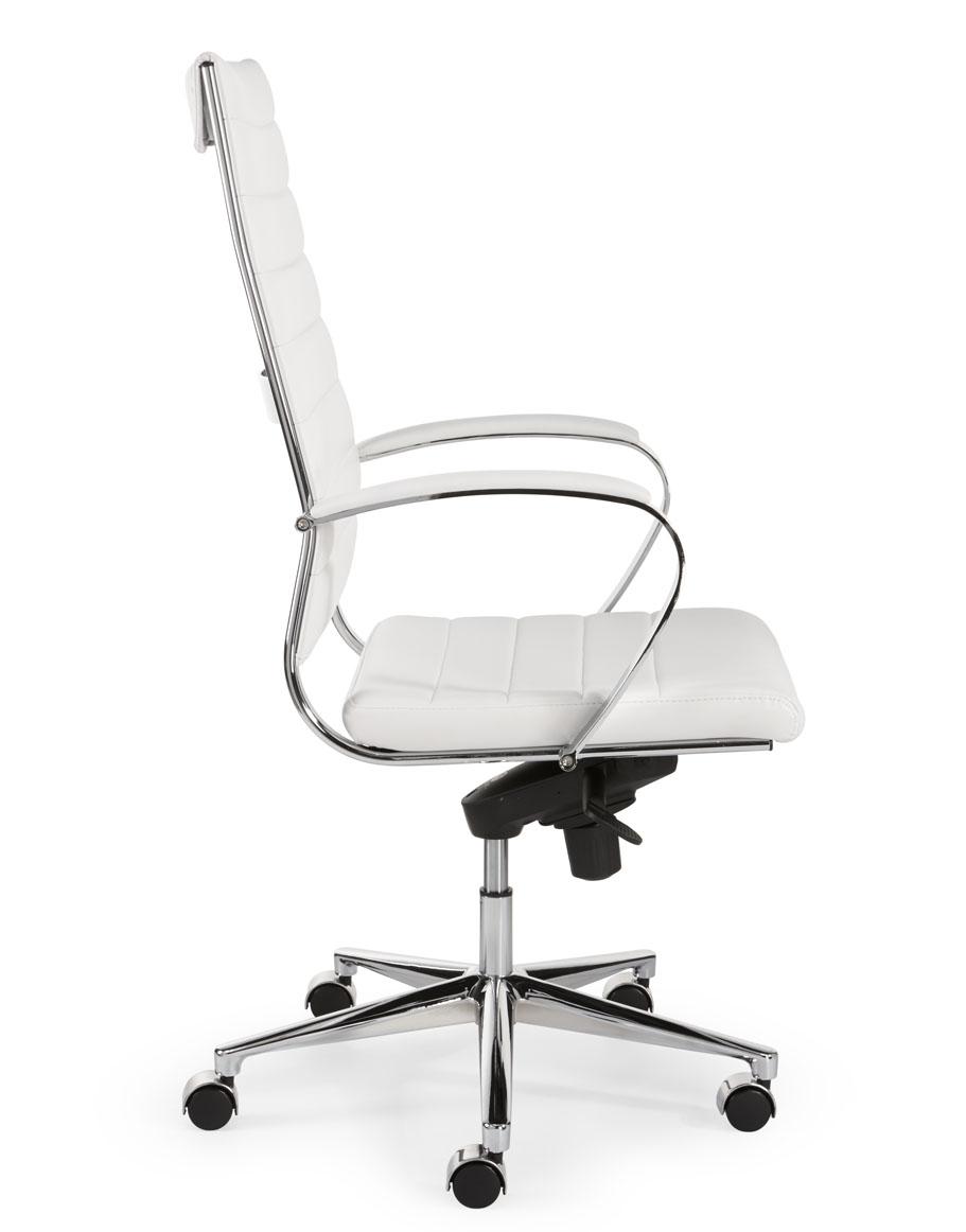 Design bureaustoel 601, hoge rug in wit PU - Image 2