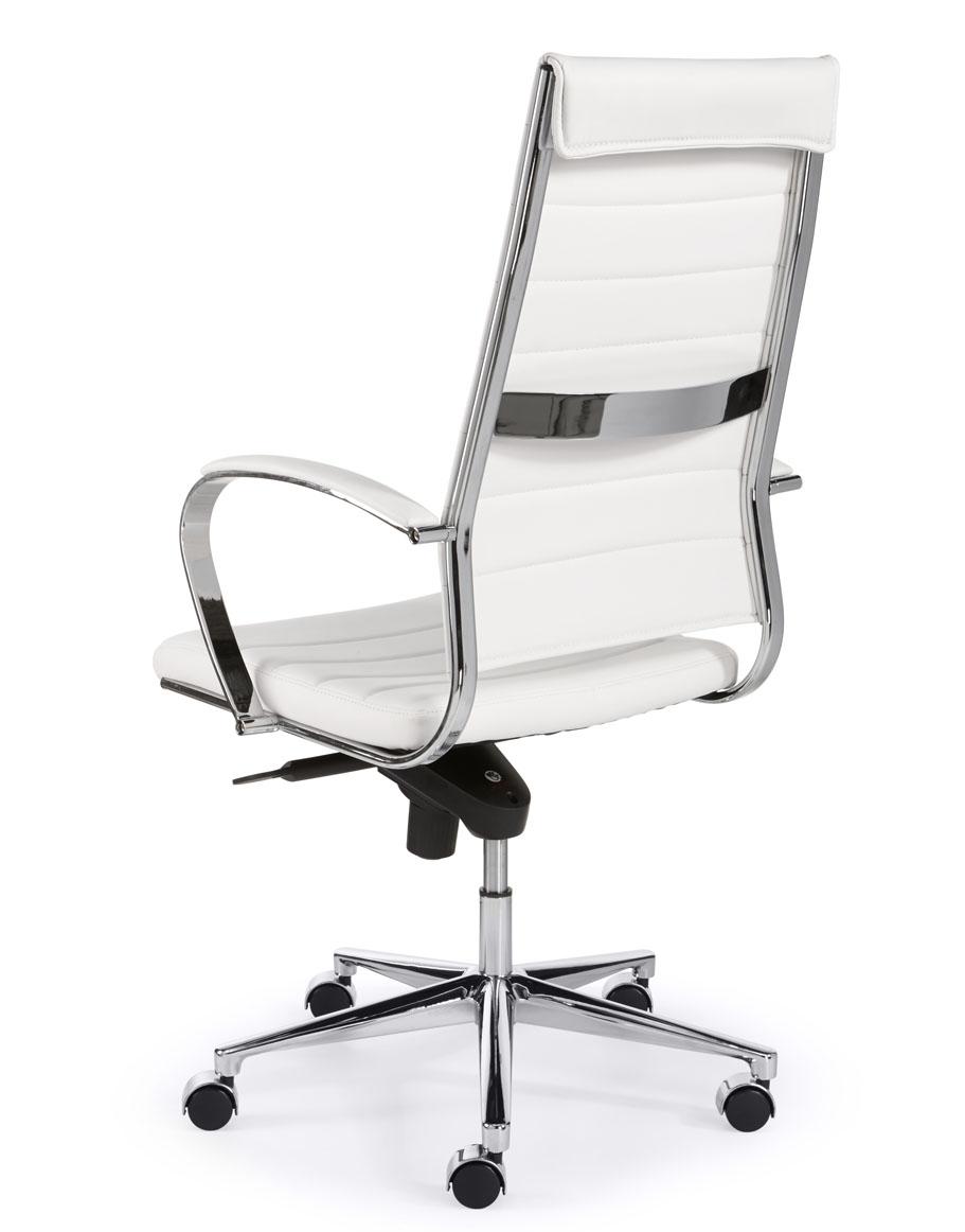 Design bureaustoel 601, hoge rug in wit PU - Image 3
