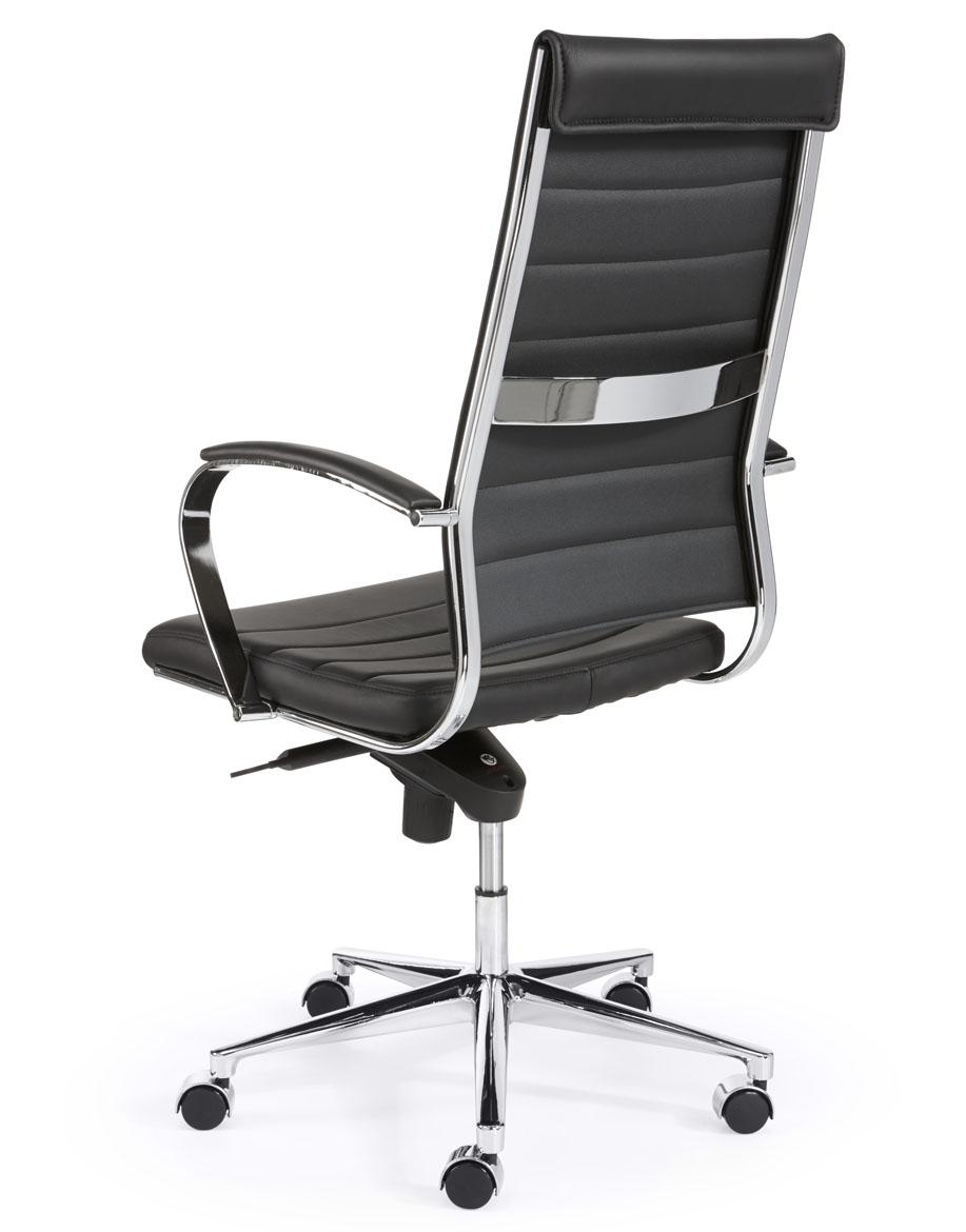 Design bureaustoel 601, hoge rug in zwart PU - Image 3