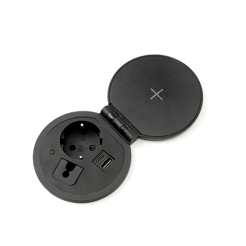 Inbouw powerbox 80mm rond met wireless charger - Image 3